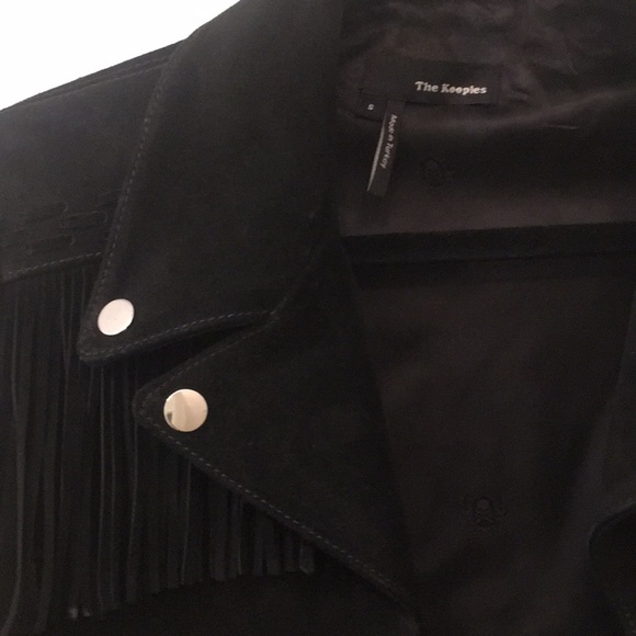 The Kooples Black Suede Fringe Jacket - Picture 3 of 7